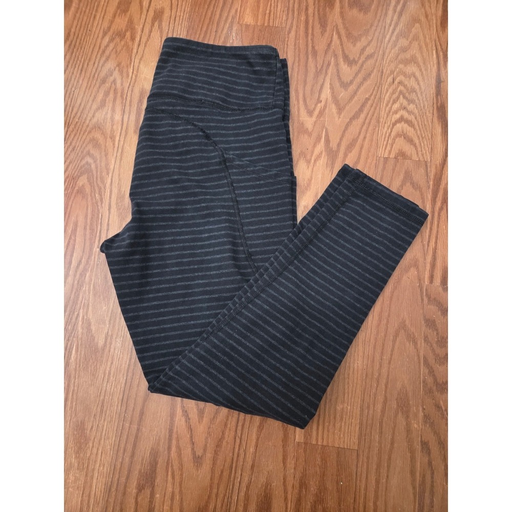 Earth Yoga‎ Organic Cotton Stripe Leggings Capri Athleisure Women Size L